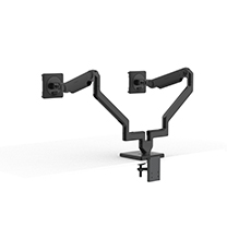 M2.1 Monitor Arms with Dual Two-piece Clamp Mount Base, Black with Black Trim