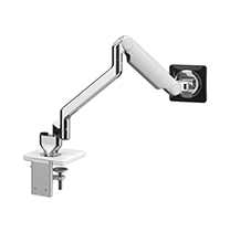 M2.1 Monitor Arm with Dual Desk Mount and Clamp Mount, Polished Aluminium with White Trim