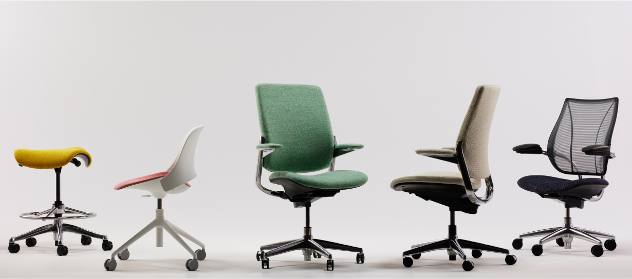 Products displayed at Humanscale's Stockholm stand